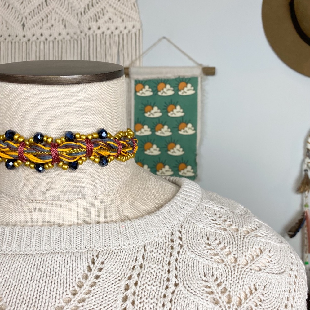 Cocobelle Anthropologie Stella Beaded Tassel Tie Choker Headband - Picture 12 of 14
